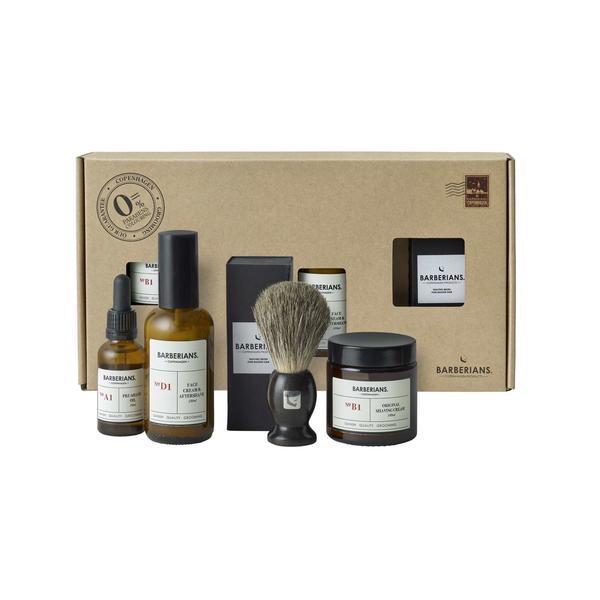 Set cadou profesional pentru barbierit 4 piese, Barberians (crema ras 100ml + ulei 30ml + crema aftershave 100ml )