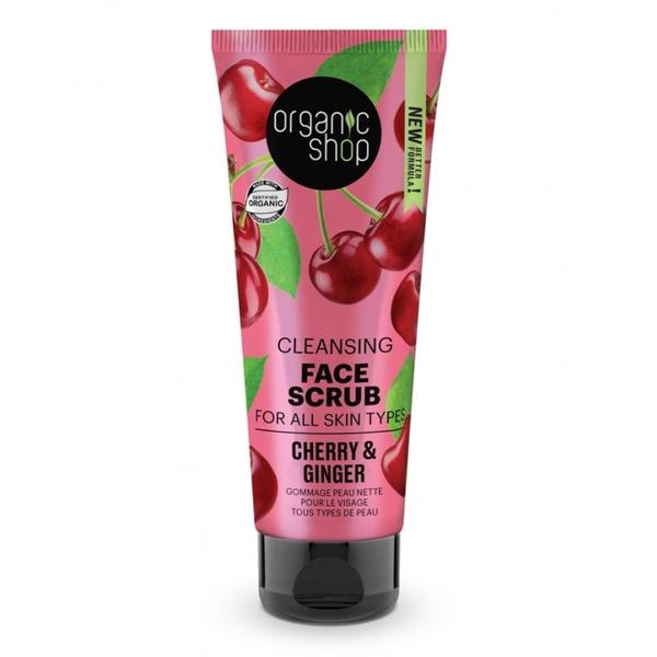 Scrub pentru Ten cu Cirese si Ghimbir Face Scrub Cherry & Ginger Organic Shop, 75ml 75ml imagine 2022