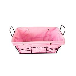 Cos servire RAKI dreptunghiular paine din metal cu panza culoare roz 23x18x8cm