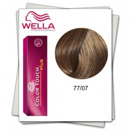 Vopsea fara amoniac - wella professionals color touch plus nuanta 77/07 blond mediu intens natural castaniu