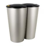 Cos de gunoi dublu, Plastic, Gri/Argintiu, 2x25 litri, 50x53cm