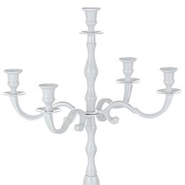 Sfesnic/suport lumanari, 5 brate, 60cm, aluminiu turnat, alb lucios
