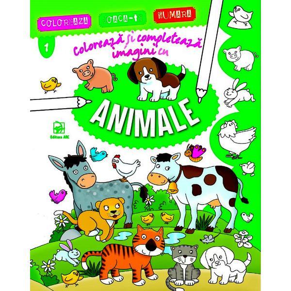 Coloreaza si completeaza imagini cu animale, editura Arc