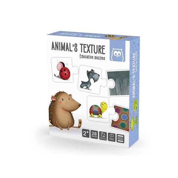 Puzzle educativ montessor: texturile animalelor - animal's texture. 