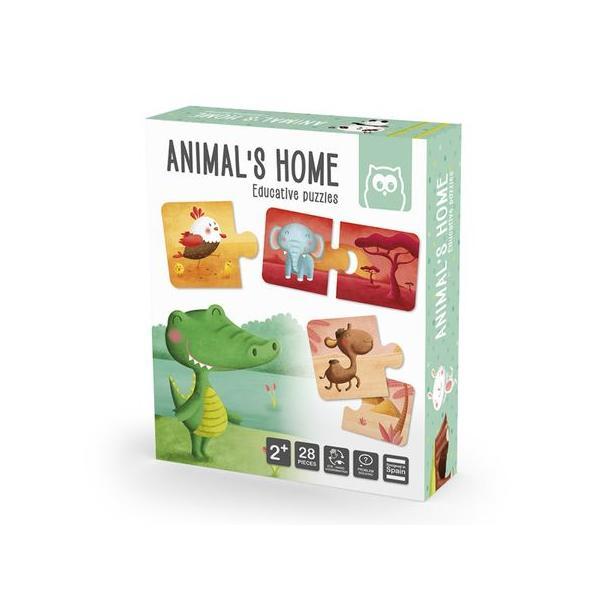 Puzzle educativ montessori: animale si mediul lor de viata - animals home. 