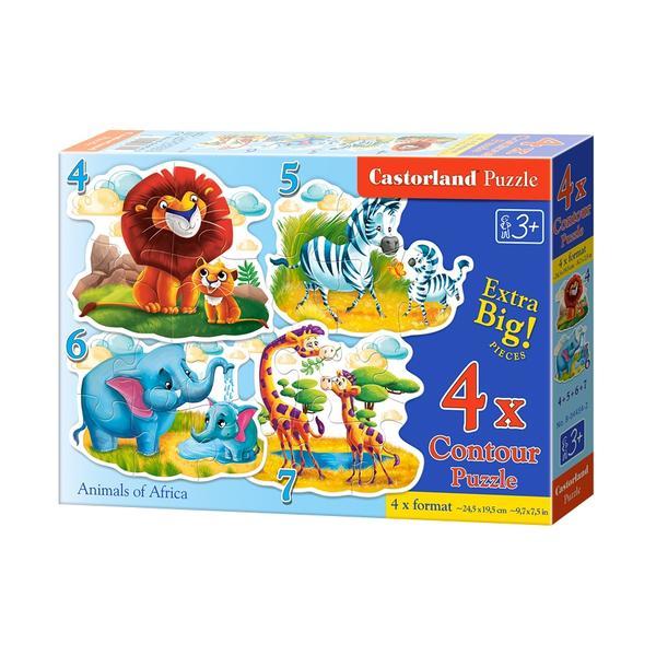Puzzle 4 in 1. animals of africa