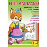 Lectii amuzante 3-4 ani. Exercitii pentru dezvoltarea memoriei, gandirii, atentiei, motoricii secundare, editura Biblion