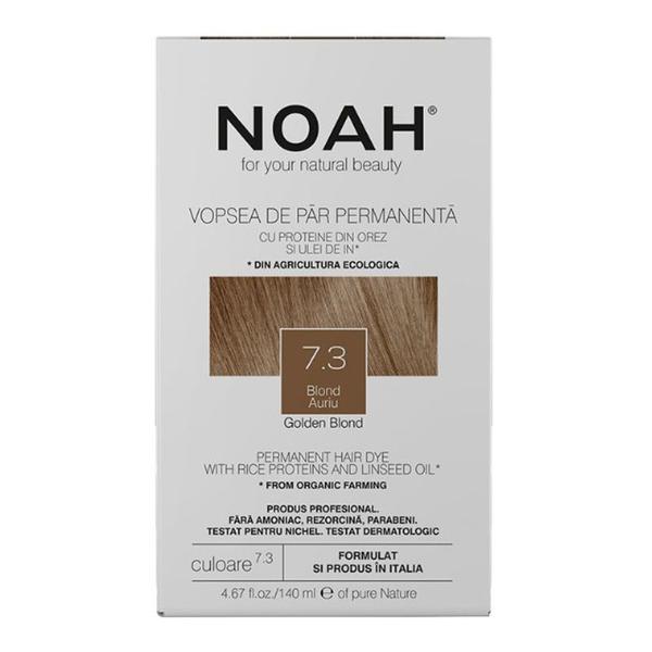 Vopsea de Par Permanenta fara Amoniac cu Proteine din Orez si Ulei de In - Noah, nuanta 7.3 Blond Auriu, 140 ml