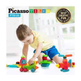 Set PicassoTiles Basic Bristle Shape Blocks - 120 de forme de constructie ce se intrepatrund