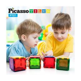 Set picassotiles alfabet - 27 piese magnetice de constructie colorate