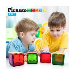 Set PicassoTiles Alfabet - 27 Piese Magnetice De Constructie Colorate