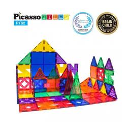 Set picassotiles creativitate - 82 piese magnetice de construcție colorate - 10 forme diferite
