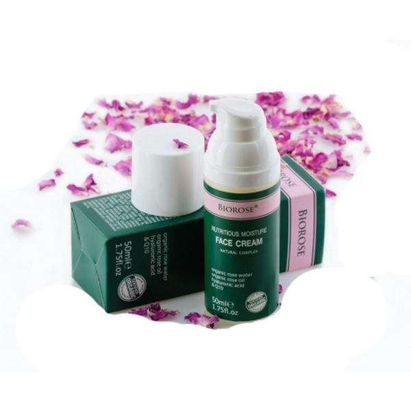 Crema Faciala cu Acid Hialuronic, Coenzima Q10, Apa si Ulei de Trandafiri Biorose, 50 ml