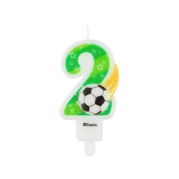 Lumanare tort cifra 2 fotbal, 7,8 cm - tomvalk