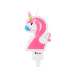 Lumanare tort cifra 2, unicorn - tomvalk