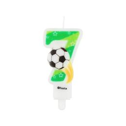 Lumanare tort cifra 7 fotbal, 7,8 cm - tomvalk