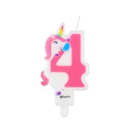 Lumanare tort cifra 4, unicorn - tomvalk