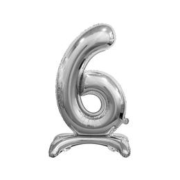 Balon folie decorativ 74 cm - cifra 6, argintiu - tomvalk