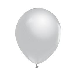 Set 10 baloane latex 30 cm - argintiu metalic - tomvalk