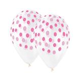 Set 5 baloane latex 30 cm - transparente  cu buline roz - Tomvalk
