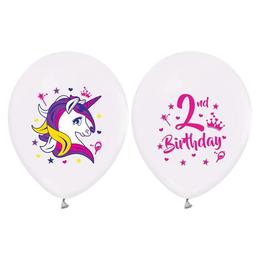 Set 5 baloane latex 30 cm -2nd birthday (unicorn) - tomvalk