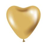 Set 6 baloane latex 30 cm - Inima, Auriu platinat - Tomvalk