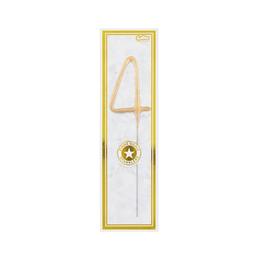 Artificii tort cifra 4, auriu, 16,5 cm - tomvalk