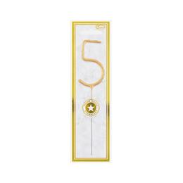 Artificii tort cifra 5, auriu, 16,5 cm - tomvalk