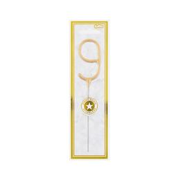 Artificii tort cifra 9, auriu, 16,5 cm - tomvalk