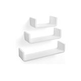 Polita perete forma de U, Set 3 bucati, MDF, Alb, W 15 cm, L 60/45/30 cm