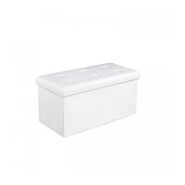 Bancheta 2 locuri cu spatiu depozitare, piele sintetica, alb, 76x38x38 cm