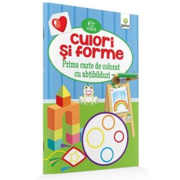 Culori si forme - prima carte de colorat cu abtibilduri 2 ani+, editura gama