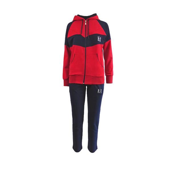 Trening dama, ero fashion house, jacheta culoare rosu si albastru cu 2 buzunare, pantalon albastru cu 2 buzunare, s