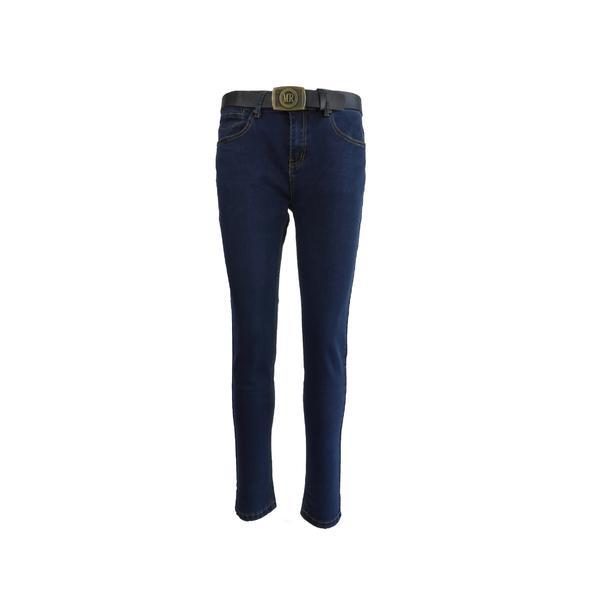 Jeans dama, miss roksi, albastru cu 5 buzunare si curea, marime 30