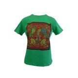 Tricou dama, Univers Fashion, verde, imprimeu etnic multicolor, S