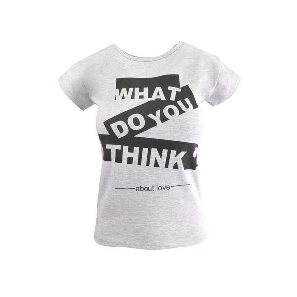 Tricou dama, univers fashion, gri, imprimeu 6, marime s-m