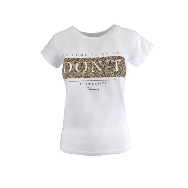 Tricou dama, univers fashion, alb, imprimeu 5, marime s-m