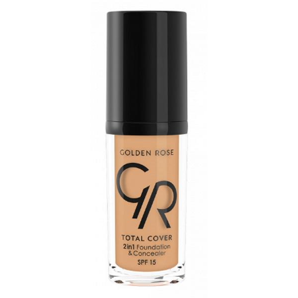 Fond de ten total cover 2 in 1 spf 15 golden rose 30 ml, nuanta 13 natural tan