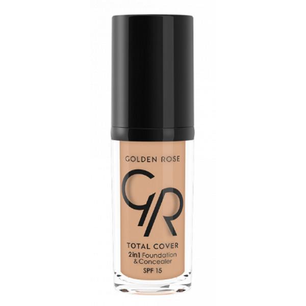 Fond de ten total cover 2 in 1 spf 15 golden rose 30 ml, nuanta 15 warm sand