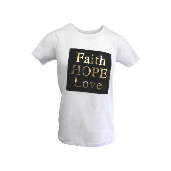 Tricou barbat Scarface, Faith Hope Love, alb cu efect 3D, marime L