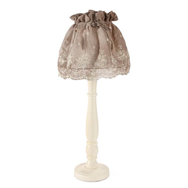 Veioza decorativa lemn cu abajur brodat maro nehara ã¸25x55h