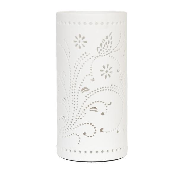 Veioza decorativa ceramica fluturasi alba model ø12x25 cm e27 