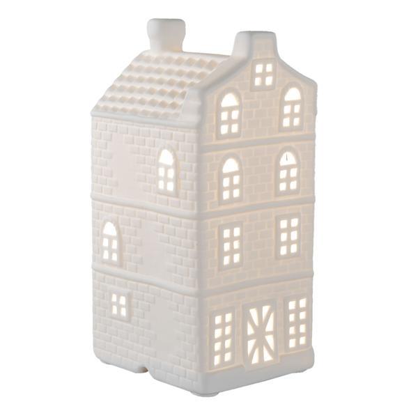 Veioza decorativa ceramica alba model casuta 13x11x24 cm e27 max 1x30w