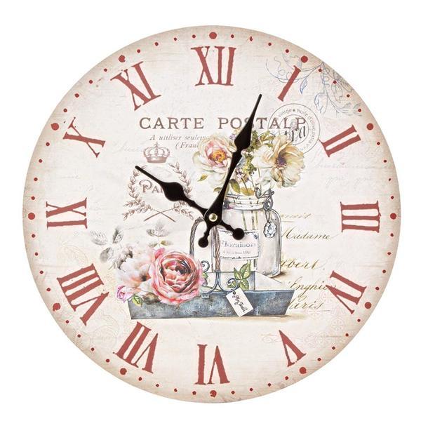 Ceas perete lemn carte postale roses 34x34cm - decorer