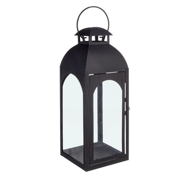 Felinar metal sticla negru agueda 15x15x41h - decorer