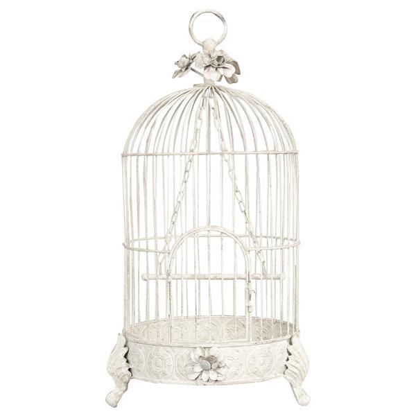 Colivie metal alb vintage suspendabila diametru 29 cm x 60 cm