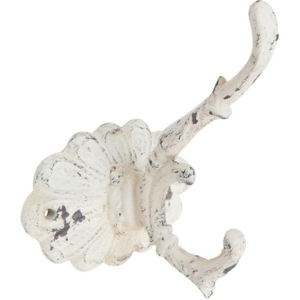 Cuier perete fier forjat alb vintage 10 cm x 10 cm x 13 cm