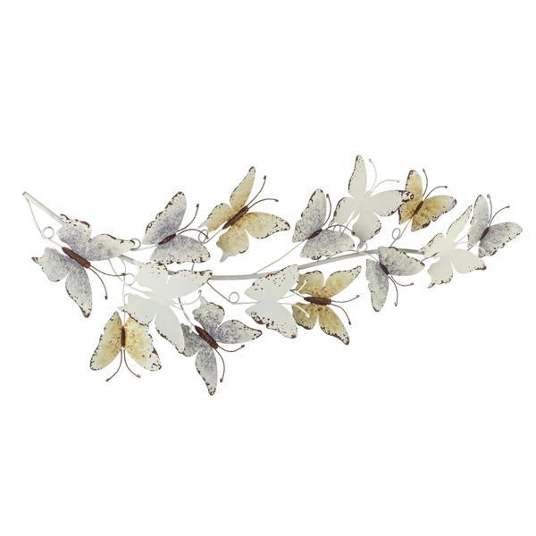 Decoratiune din metal alb vintage pentru perete mariposa 30 cm x 6 cm x 81h