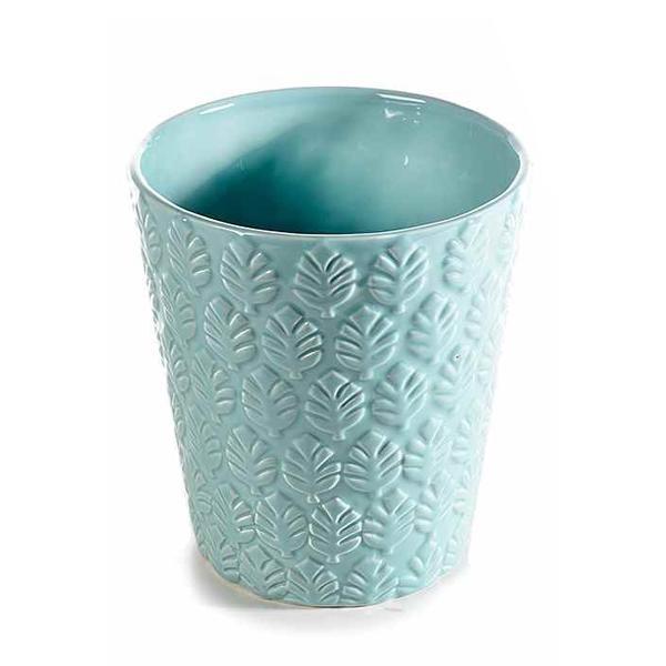 Ghiveci pentru flori ceramica albastru diametru 13 cm x 14 h 