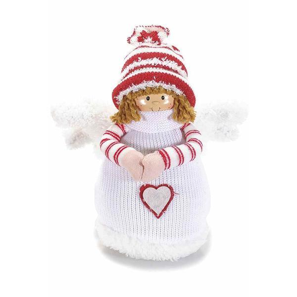 Figurina inger portelan textil alb rosu 25 cm